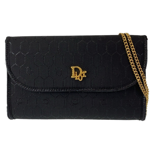 11031
 Dior Vintage Honeycomb Pattern Dark Navy Gold Hardware Canvas Shoulder Bag Accessory Pouch Pochette for Women