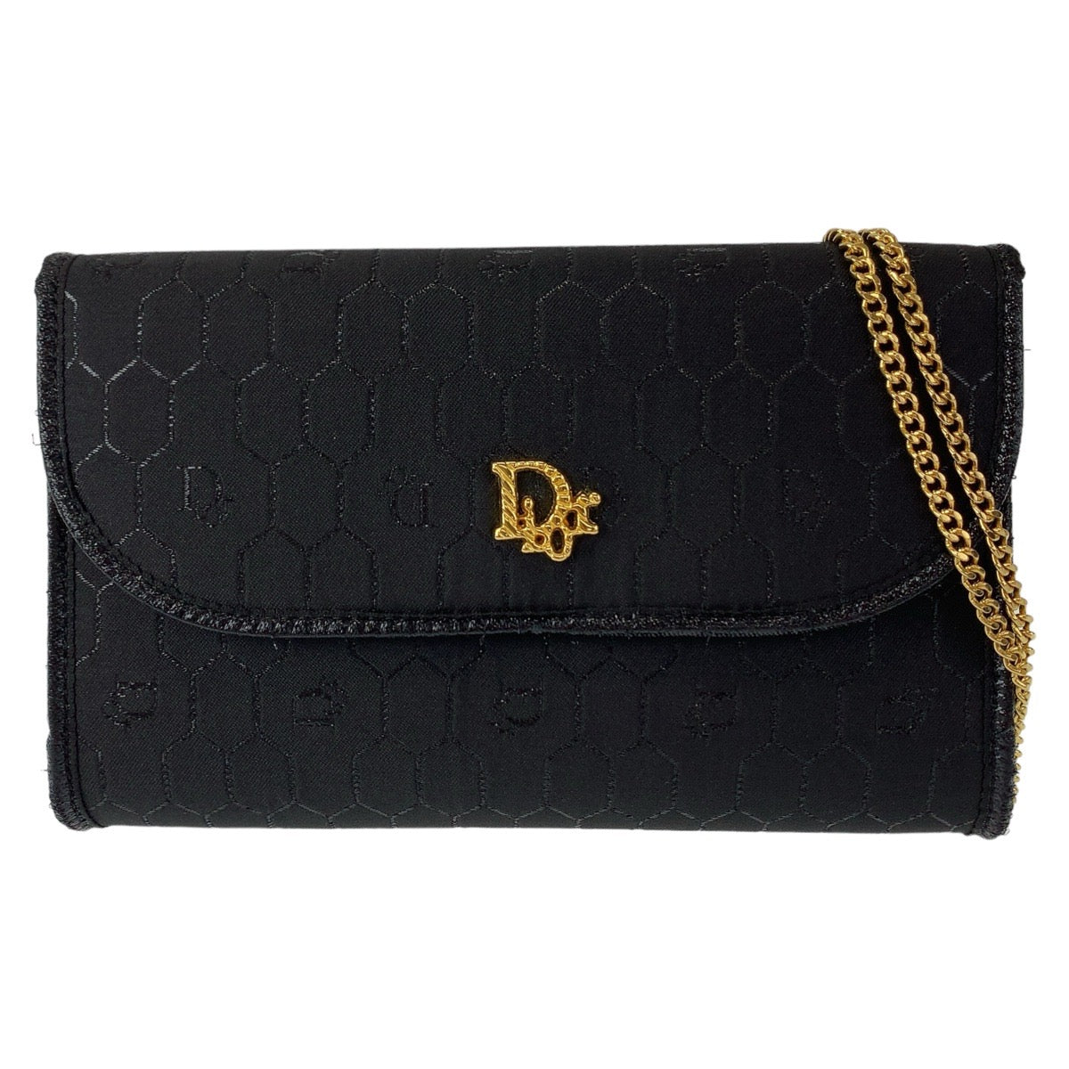 11031
Dior ディオール ヴィンテージ ハニカム柄 ブラック ゴールド金具 キャンバス ショルダーバッグ アクセサリーポーチ ポシェット  レディース