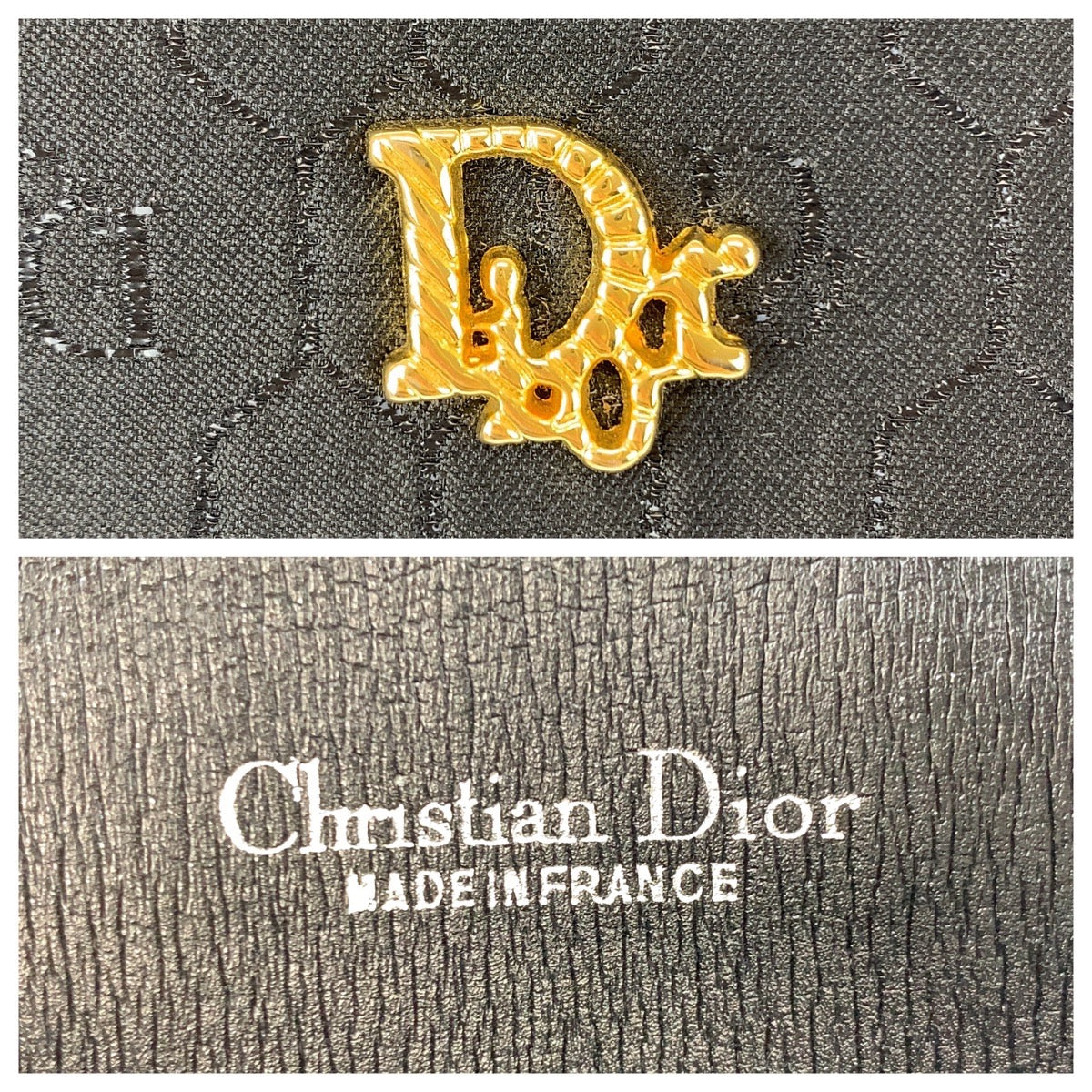 11031
Dior ディオール ヴィンテージ ハニカム柄 ブラック ゴールド金具 キャンバス ショルダーバッグ アクセサリーポーチ ポシェット  レディース
