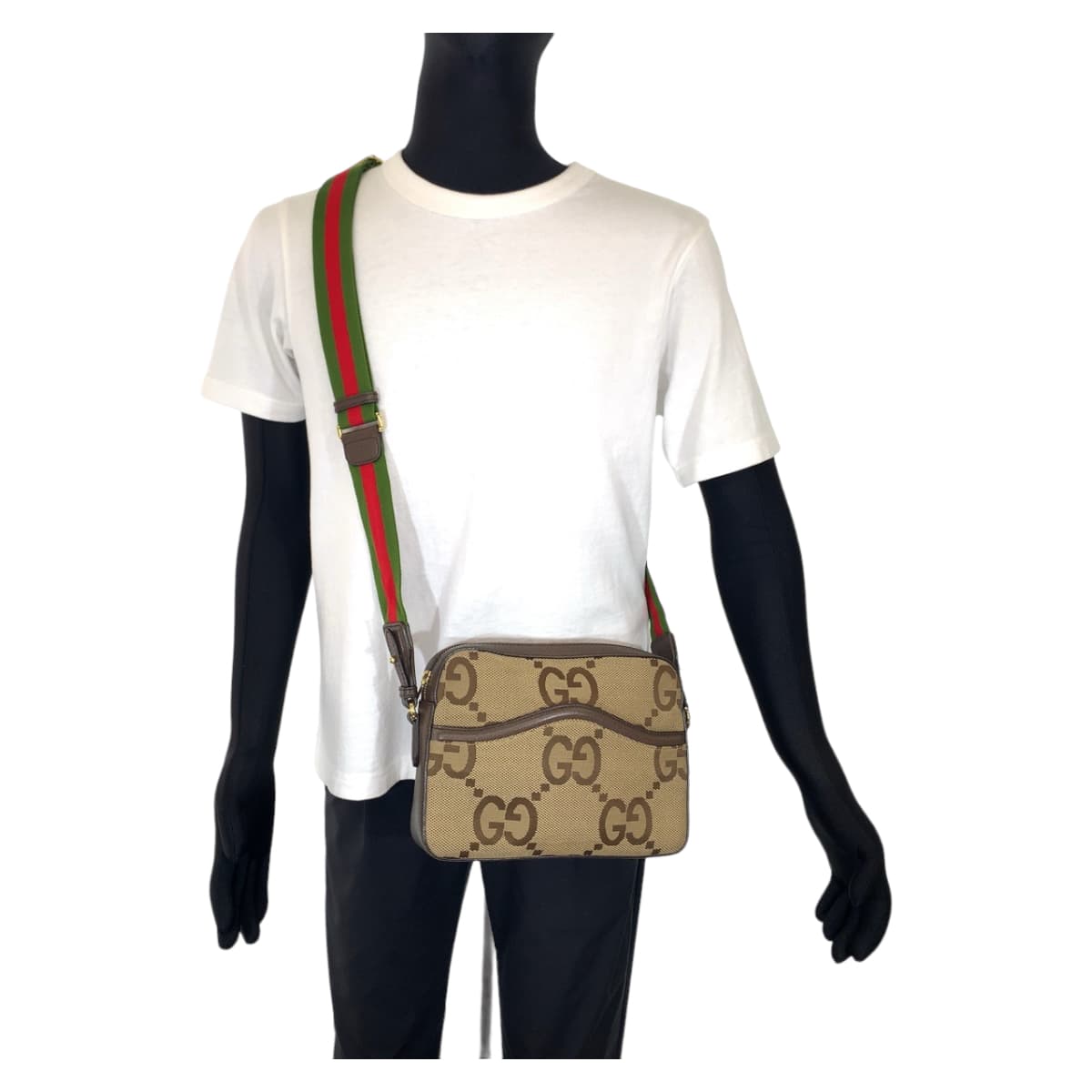 GUCCI グッチ シェリーライン ジャンボGG 男女兼用 ベージュ マルチカラー ゴールド金具 GGキャンバス / レザー 斜め掛け ショルダーバッグ メッセンジャーバッグ  メンズ