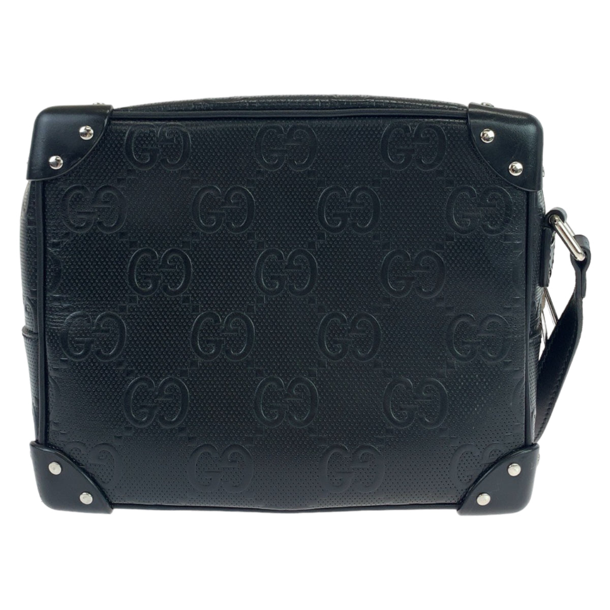 11032
GUCCI グッチ GGエンボス ブラック シルバー金具 レザー 626363 斜め掛け ショルダーバッグ ソフトトランク  メンズ