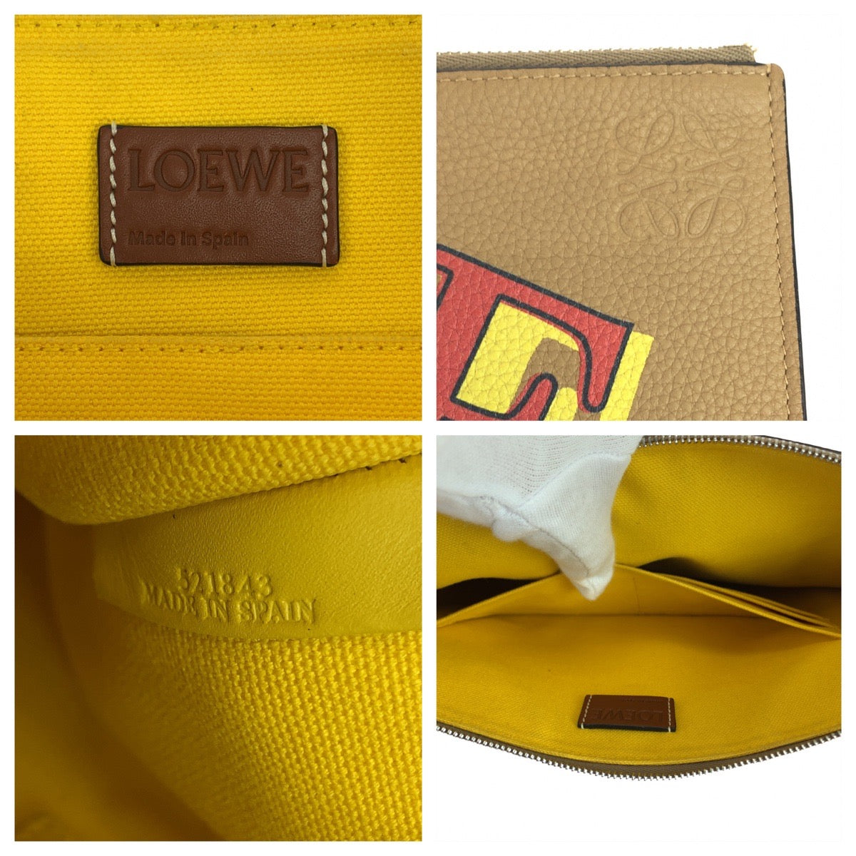 11034
LOEWE ロエベ アナグラム グランドライオン 男女兼用 ブラウン 茶 マルチカラー シルバー金具 レザー クラッチバッグ セカンドバッグ  レディース