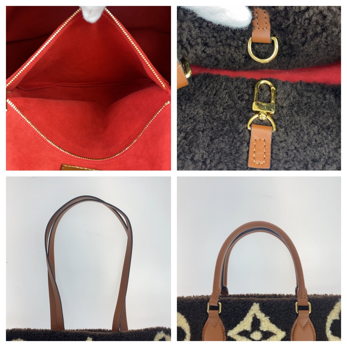 11037
LOUIS VUITTON ルイヴィトン モノグラム テディ オンザゴー GM ブラック 黒 ホワイト 白 ムートン M55420 ショルダーバッグ トートバッグ 2way  レディース