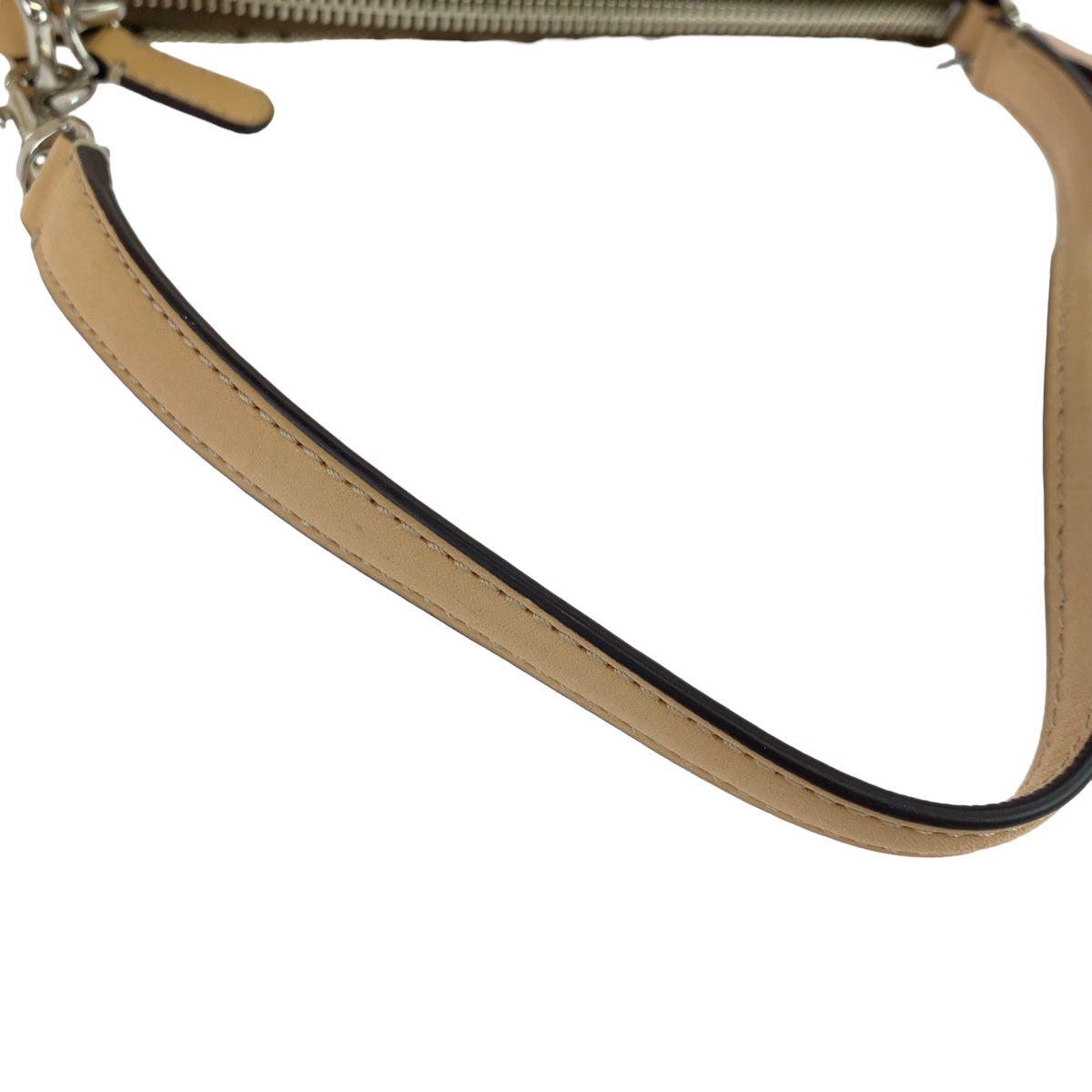COACH コーチ シグネチャー ベージュ ブラウン 茶 シルバー金具 キャンバス ミニハンドバッグ アクセサリーポーチ  レディース