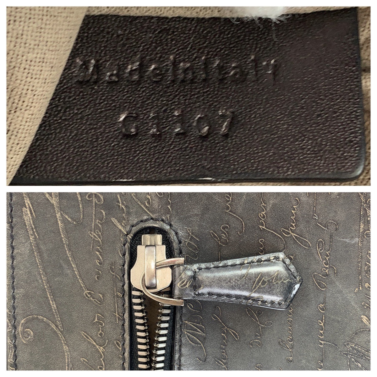 11040
Berluti ベルルッティ カリグラフィ オーグランジュール グレー ガンメタ金具 レザー クラッチバッグ セカンドバッグ  メンズ