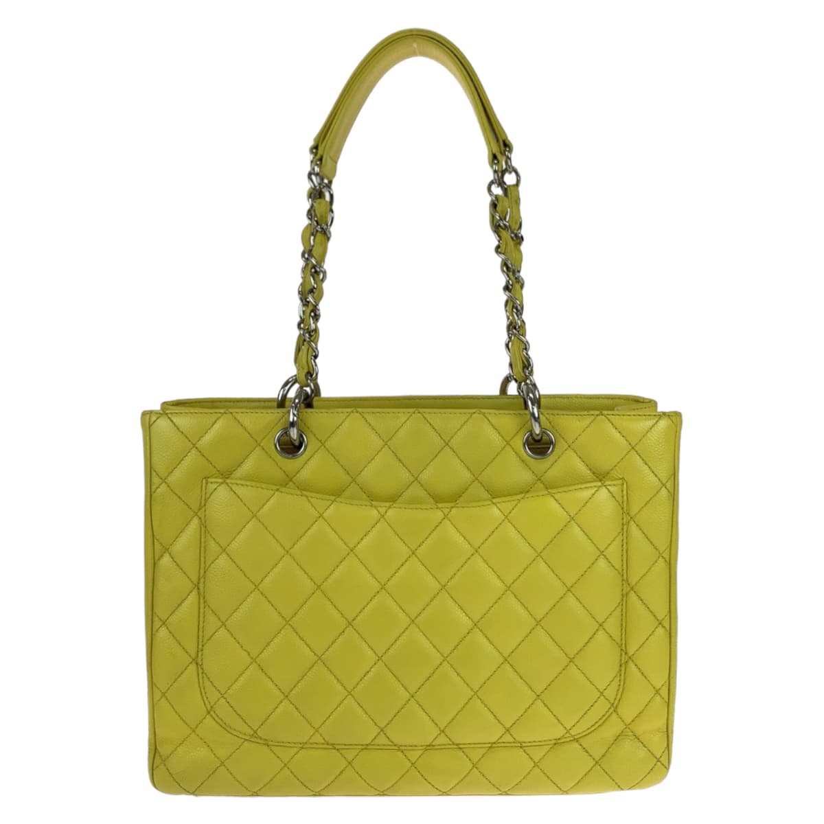 11044
CHANEL シャネル ヴィンテージ マトラッセ GSTトート イエロー 黄色 シルバー金具 キャビアスキン トートバッグ チェーンショルダーバッグ  レディース