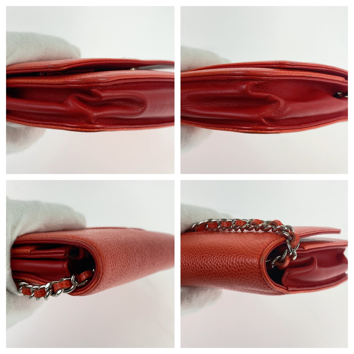 11045
CHANEL シャネル ココマーク オレンジ レッド 赤 シルバー金具 キャビアスキン ショルダーバッグ 斜め掛け  レディース