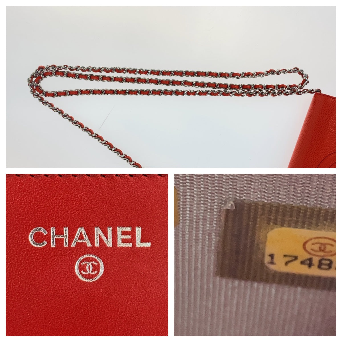 11045
CHANEL シャネル ココマーク オレンジ レッド 赤 シルバー金具 キャビアスキン ショルダーバッグ 斜め掛け  レディース