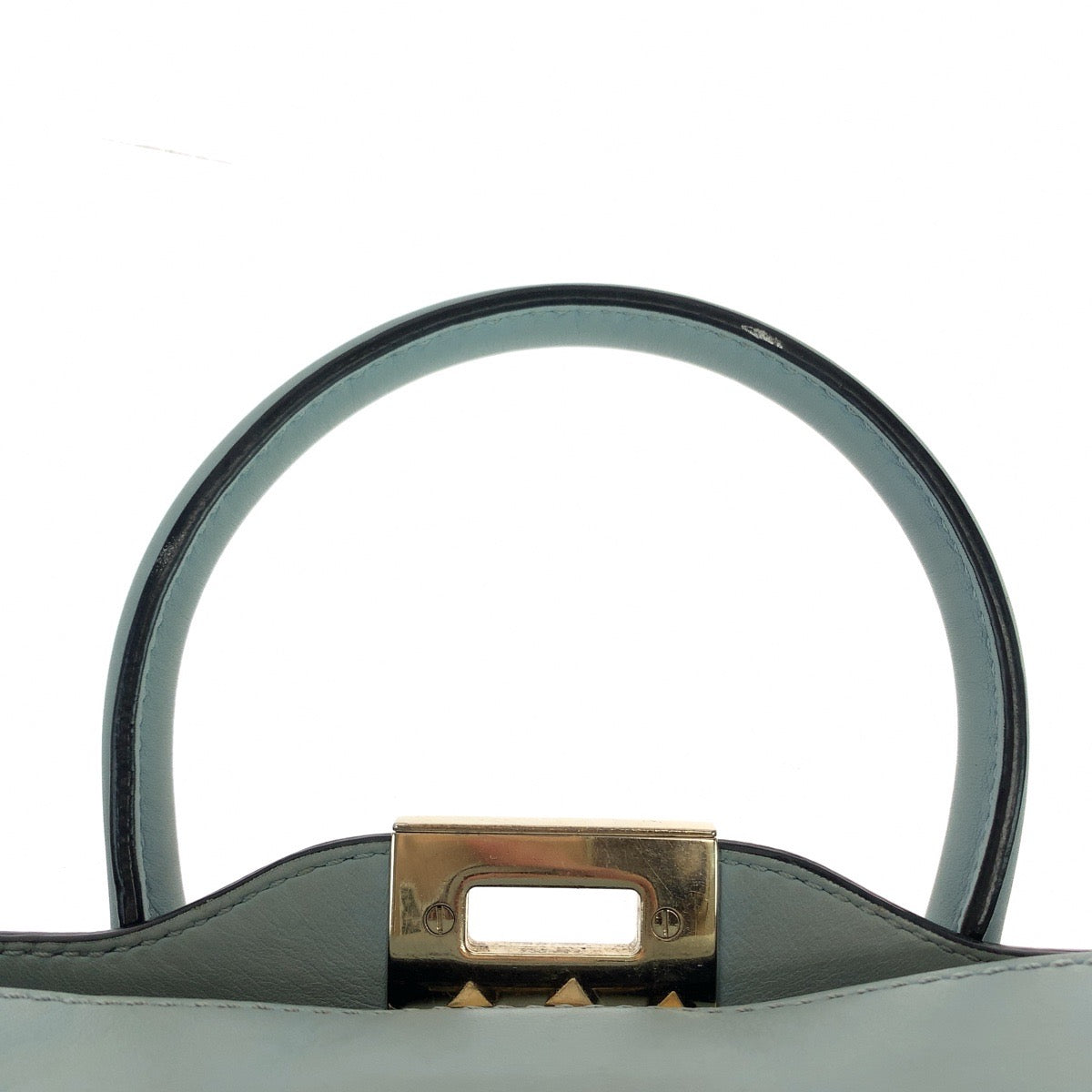 11048
VALENTINO ヴァレンティノ ロックスタッズ グリーン ミントグリーン ゴールド金具 レザー ショルダーバッグ ハンドバッグ 2way  レディース