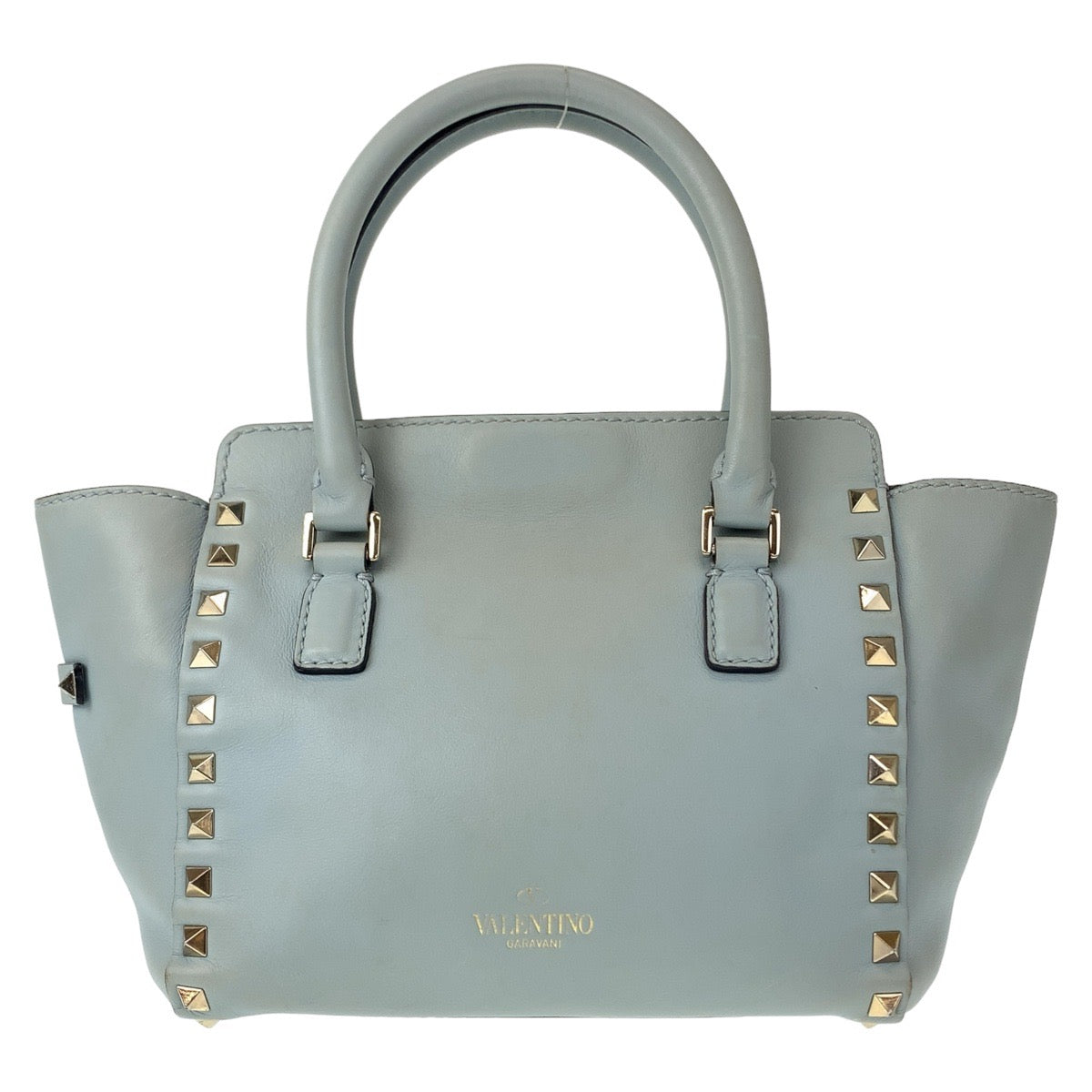 11048
VALENTINO ヴァレンティノ ロックスタッズ グリーン ミントグリーン ゴールド金具 レザー ショルダーバッグ ハンドバッグ 2way  レディース