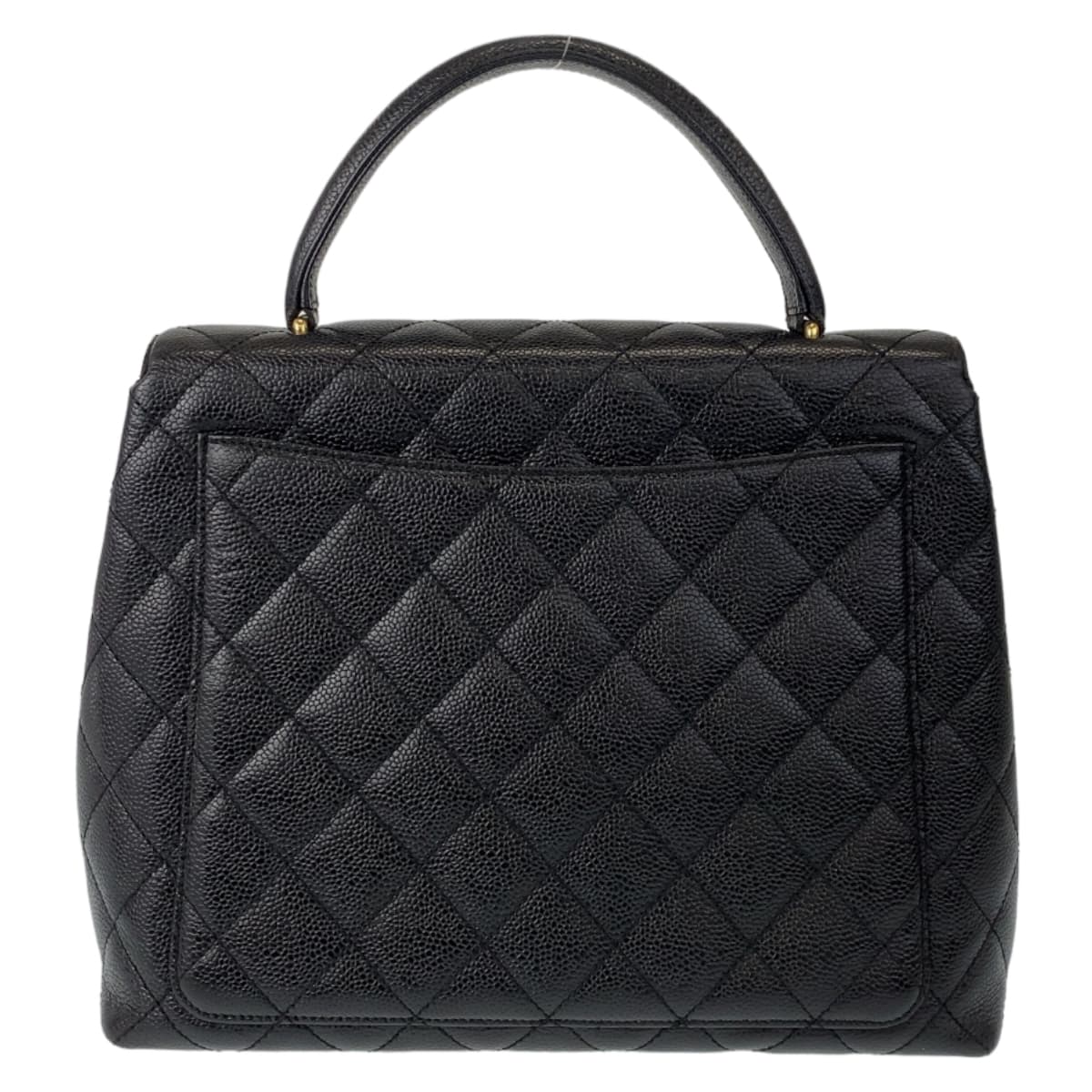 11052
CHANEL シャネル ヴィンテージ マトラッセ トップハンドル ターンロック ココマーク ブラック ゴールド金具 キャビアスキン ハンドバッグ  レディース