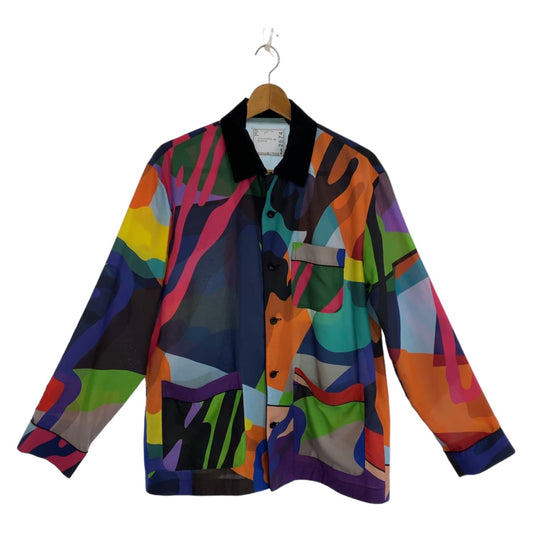 Sacai サカイ マルチカモフラ 迷彩 Sacai kaws カウズコラボ サイズ2 オレンジ マルチカラー ポリエステル 長袖シャツ 開襟シャツ  メンズ