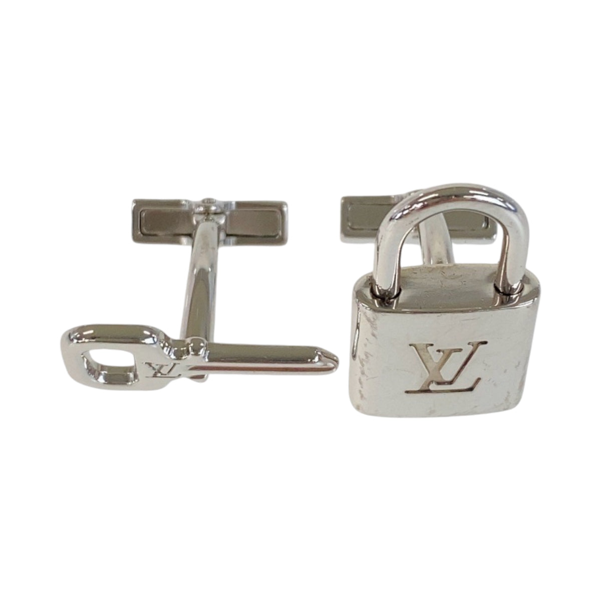 12845
LOUIS VUITTON ルイヴィトン モノグラム ブトン ドゥ マンシェット カデナ エ クレ シルバー ブラウン シルバー925 / PVC M64600 カフス  メンズ
