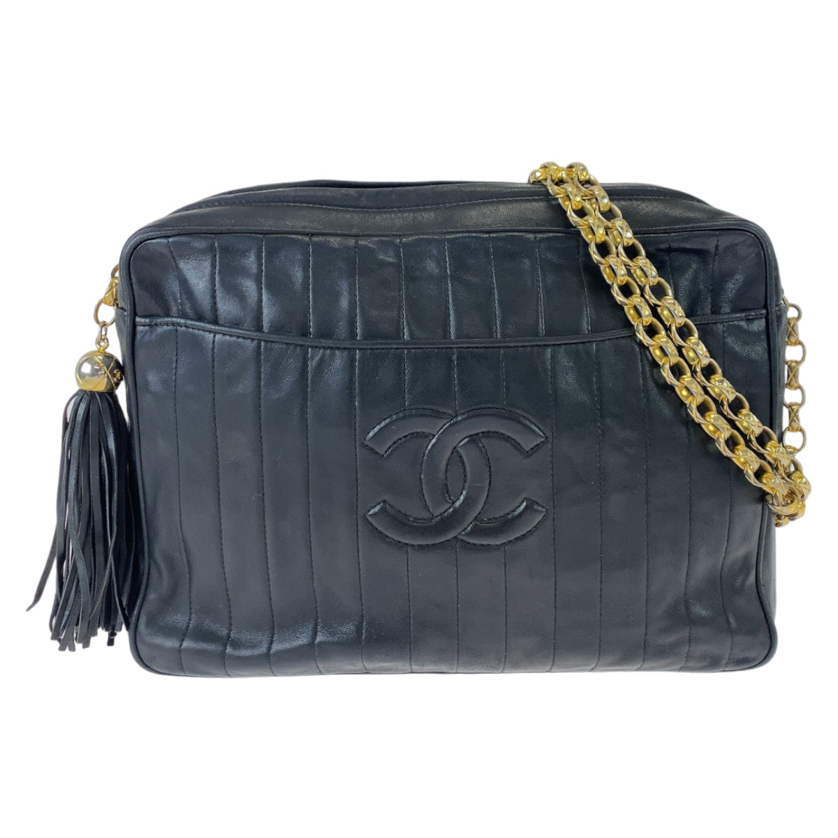 11067
CHANEL シャネル マドモアゼル ココマーク フリンジ ブラック 黒 ゴールド金具 ラムスキン 斜め掛け チェーンショルダーバッグ  レディース