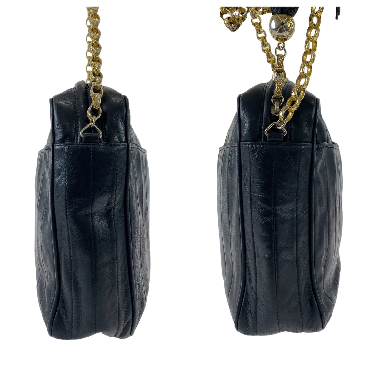 11067
CHANEL シャネル マドモアゼル ココマーク フリンジ ブラック 黒 ゴールド金具 ラムスキン 斜め掛け チェーンショルダーバッグ  レディース