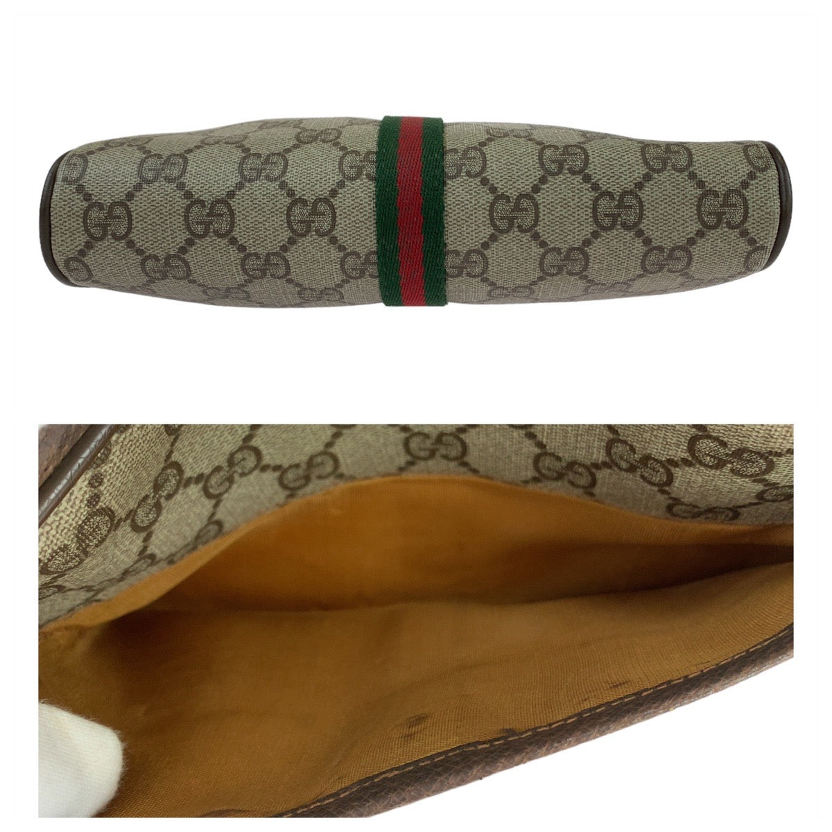 11068
GUCCI グッチ ヴィンテージ GGスプリーム オールドグッチ シェリーライン ベージュ ブラウン ゴールド金具 GGスプリームキャンバス / レザー 89 02 055 斜め掛け ショルダーバッグ ポシェット  レディース