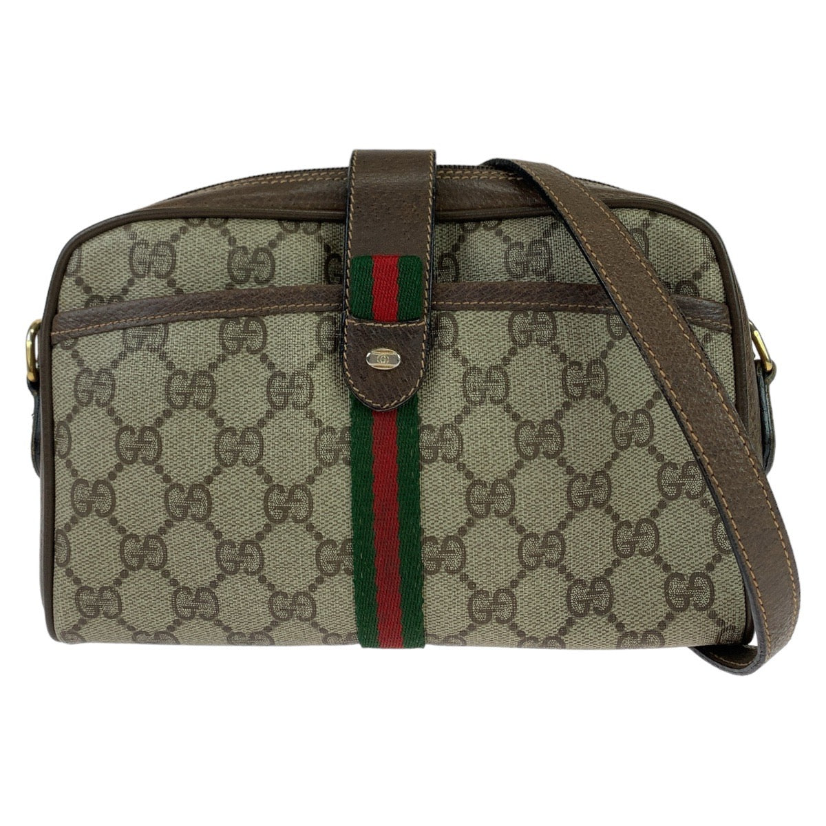 11068
GUCCI グッチ ヴィンテージ GGスプリーム オールドグッチ シェリーライン ベージュ ブラウン ゴールド金具 GGスプリームキャンバス / レザー 89 02 055 斜め掛け ショルダーバッグ ポシェット  レディース