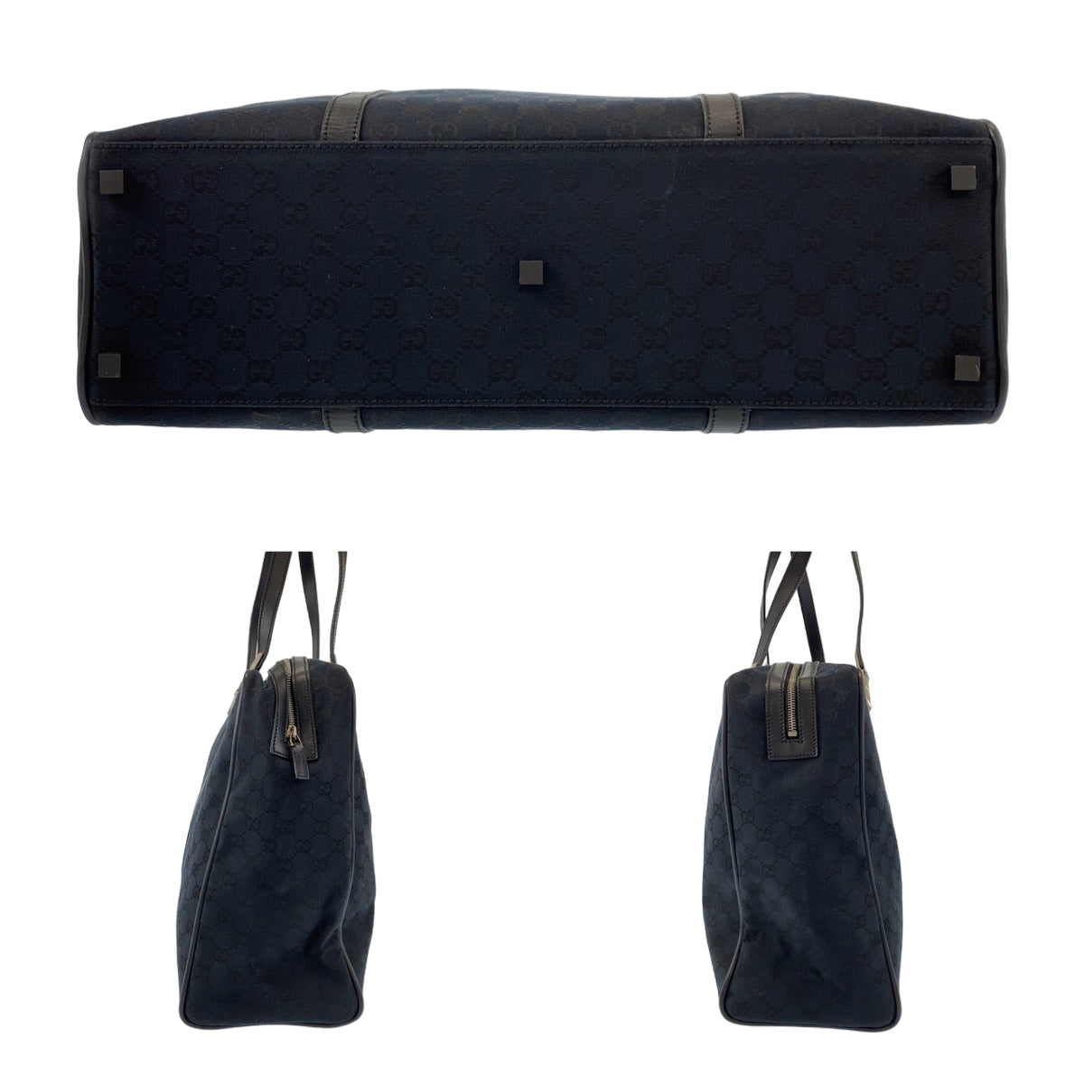 11073
GUCCI グッチ ブラック 黒 シルバー金具 GGキャンバス / レザー 012 0398 ボストンバッグ ショルダーバッグ  メンズ