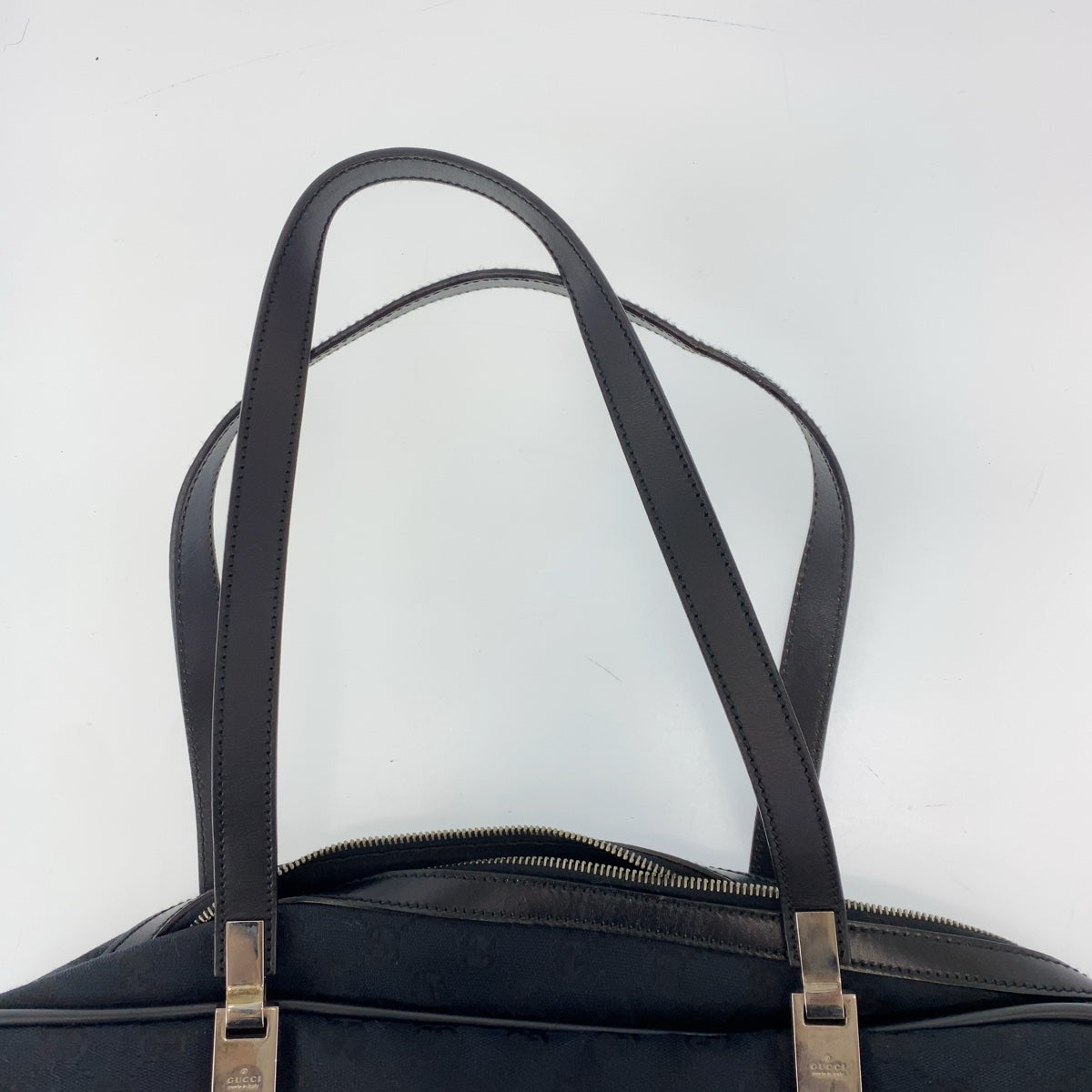 11073
GUCCI グッチ ブラック 黒 シルバー金具 GGキャンバス / レザー 012 0398 ボストンバッグ ショルダーバッグ  メンズ