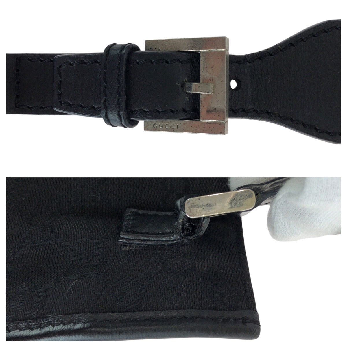 GUCCI グッチ ブラック 黒 シルバー金具 GGキャンバス / レザー 92562 ショルダーバッグ ポシェット  メンズ