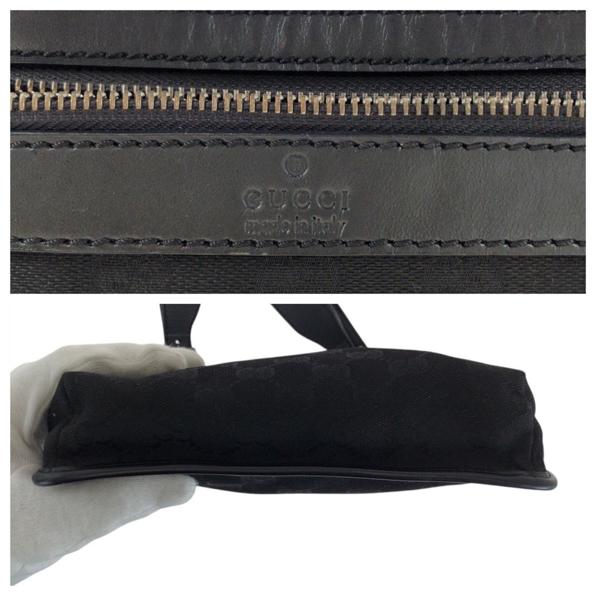 GUCCI グッチ ブラック 黒 シルバー金具 GGキャンバス / レザー 92562 ショルダーバッグ ポシェット  メンズ