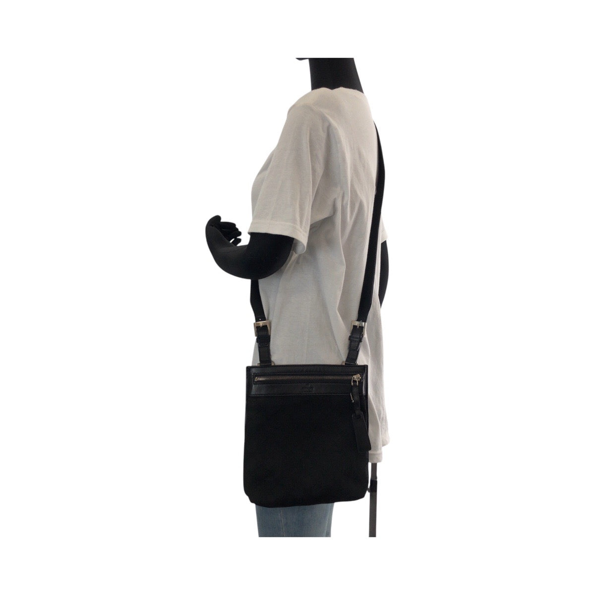GUCCI グッチ ブラック 黒 シルバー金具 GGキャンバス / レザー 92562 ショルダーバッグ ポシェット  メンズ