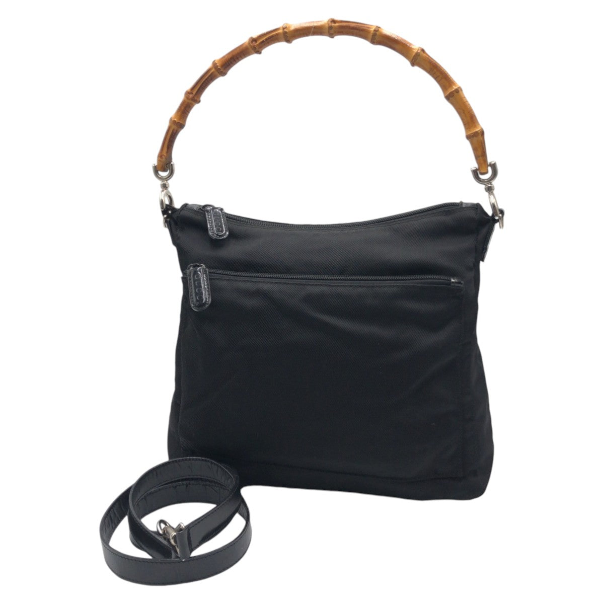12846
GUCCI グッチ ヴィンテージ バンブー ブラック 黒 ナイロン ハンドバッグ ショルダーバッグ 2way  レディース