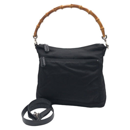 12846
GUCCI グッチ ヴィンテージ バンブー ブラック 黒 ナイロン ハンドバッグ ショルダーバッグ 2way  レディース