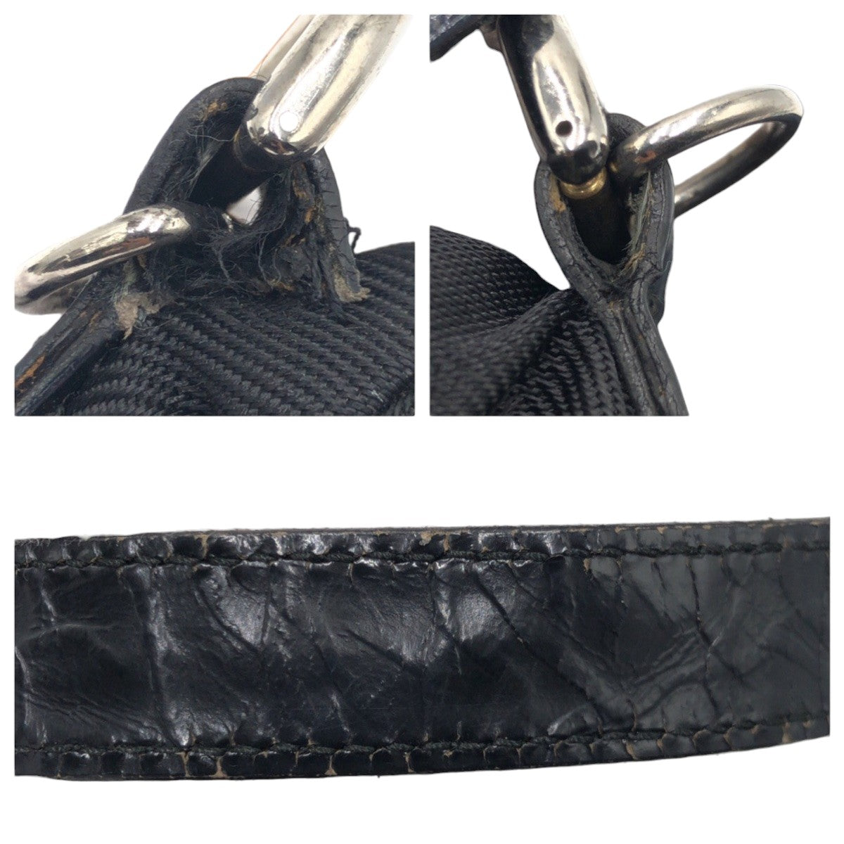 12846
GUCCI グッチ ヴィンテージ バンブー ブラック 黒 ナイロン ハンドバッグ ショルダーバッグ 2way  レディース