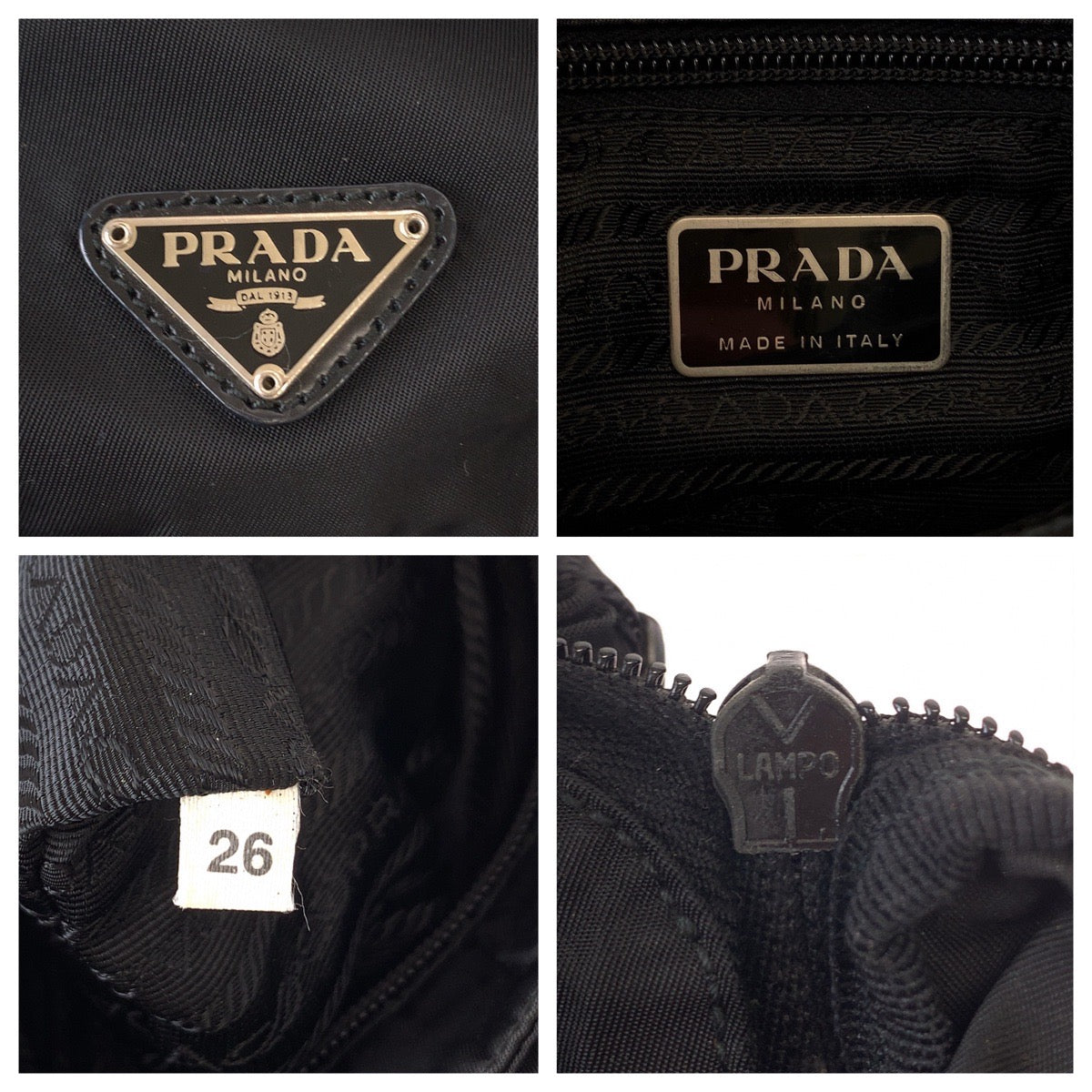 11074
PRADA プラダ テスート 三角ロゴプレート ブラック 黒 シルバー金具 ナイロン 斜め掛け ショルダーバッグ ポシェット  レディース