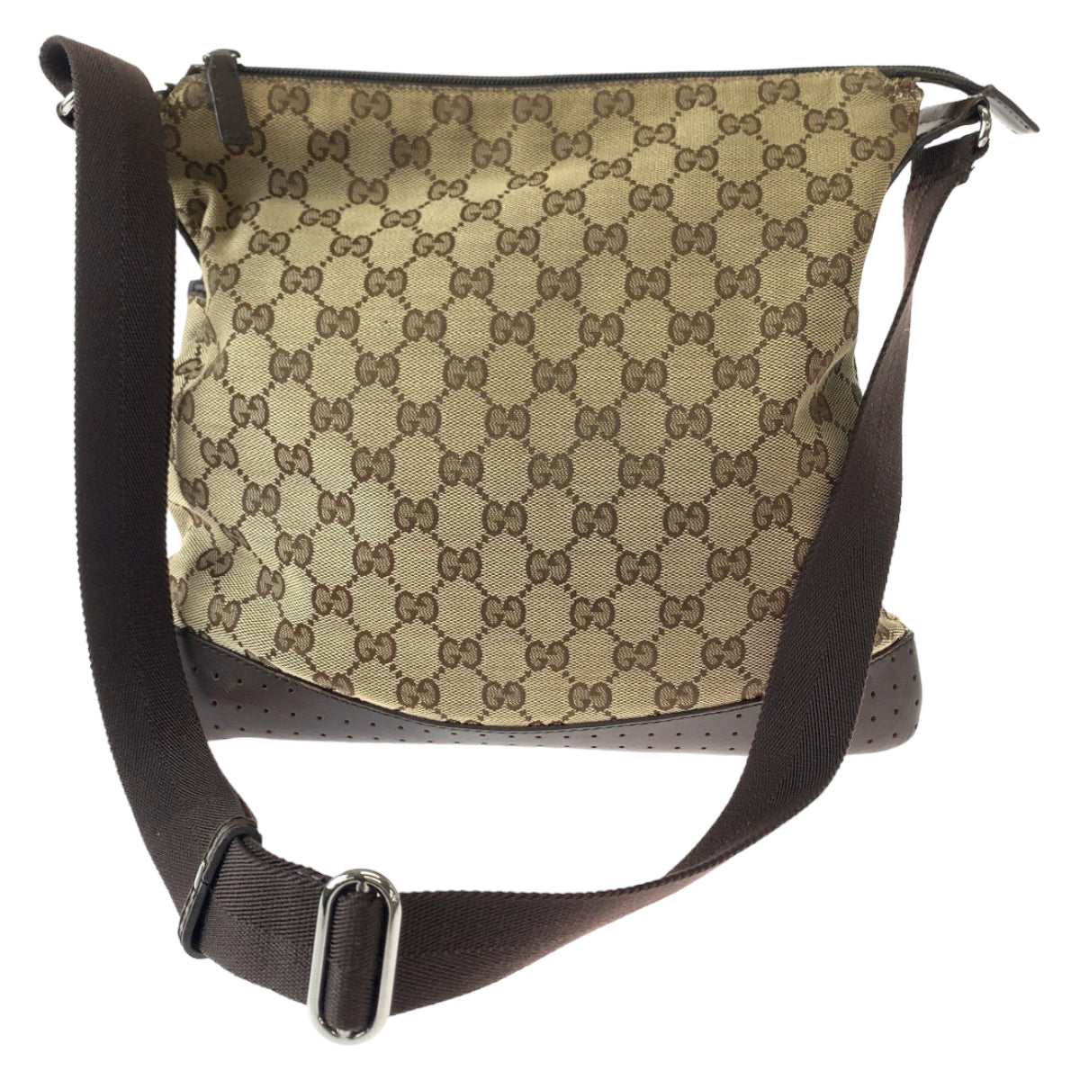 11076
GUCCI グッチ 男女兼用 ブラウン シルバー金具 GGキャンバス / レザー 145857 斜め掛け ショルダーバッグ メッセンジャーバッグ  メンズ