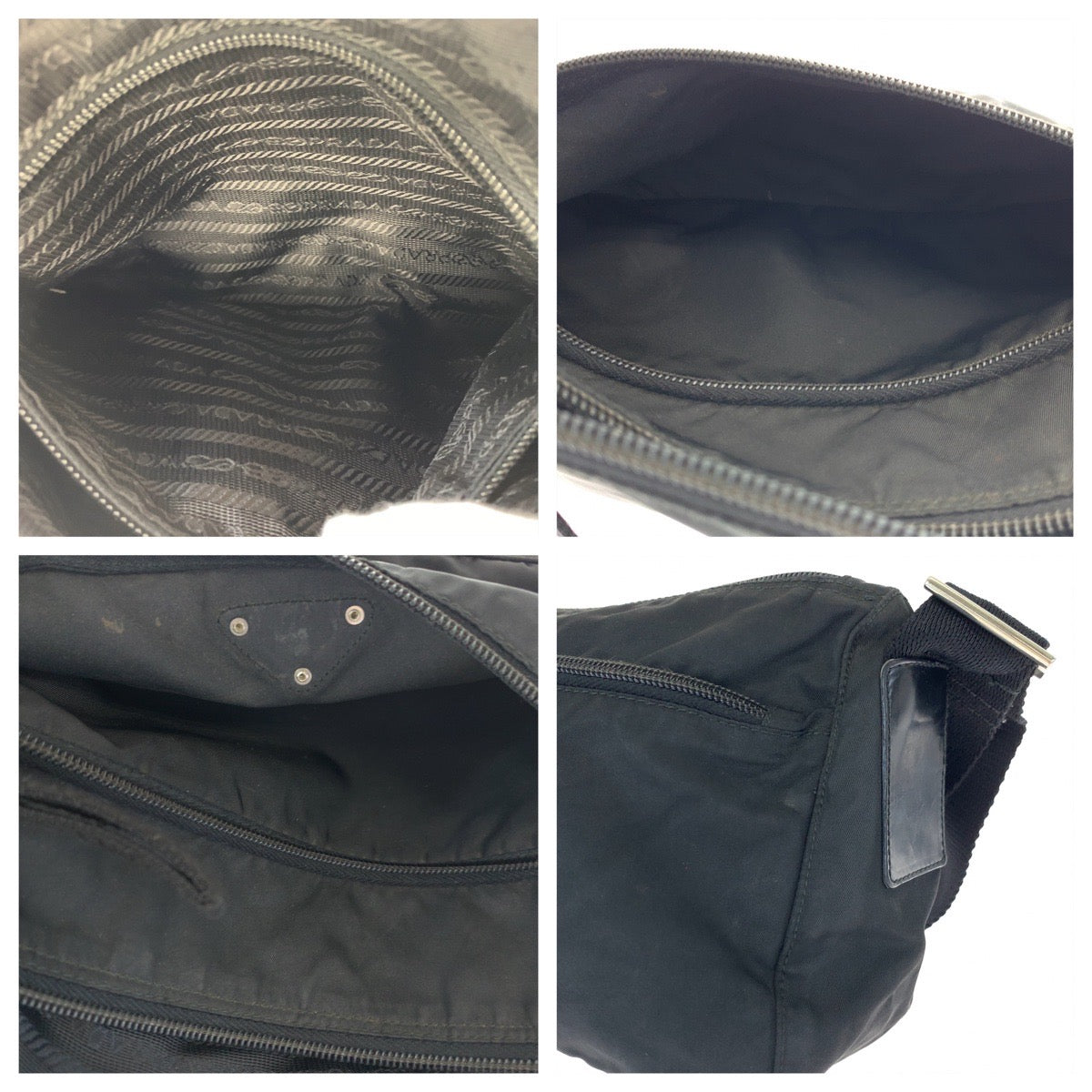 10658
PRADA プラダ テスート 三角ロゴプレート 男女兼用 ブラック 黒 シルバー金具 ナイロン B10140 斜め掛け ショルダーバッグ メッセンジャーバッグ  メンズ