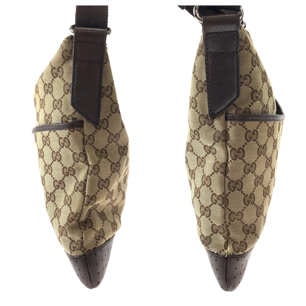11076
GUCCI グッチ 男女兼用 ブラウン シルバー金具 GGキャンバス / レザー 145857 斜め掛け ショルダーバッグ メッセンジャーバッグ  メンズ