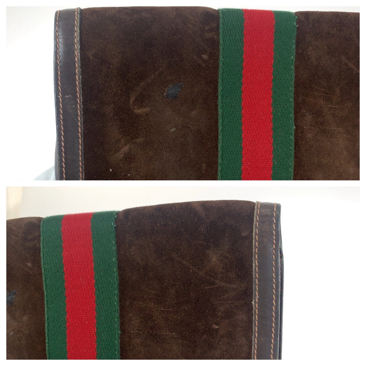 11079
GUCCI グッチ ヴィンテージ オールドグッチ シェリーライン ブラウン レッド グリーン スウェード / レザー 37 0393088 クラッチバッグ セカンドバッグ  メンズ