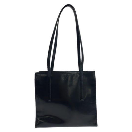 PRADA Prada Logo Embossed Black Silver Hardware Enamel B6010 Tote Bag Shoulder Bag Women's