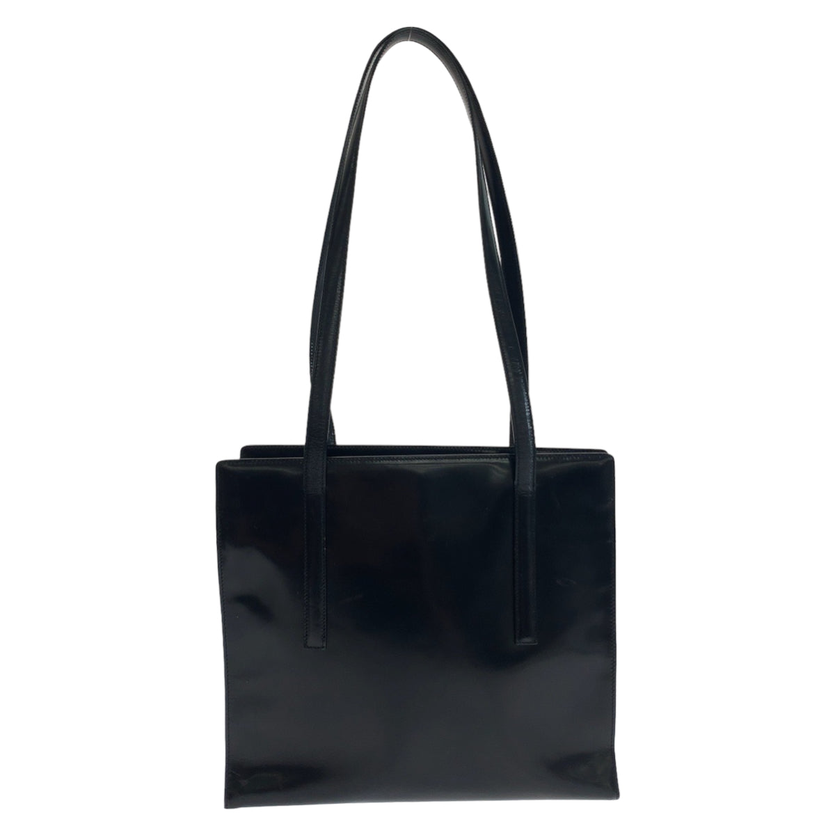 PRADA Prada Logo Embossed Black Silver Hardware Enamel B6010 Tote Bag Shoulder Bag Women's