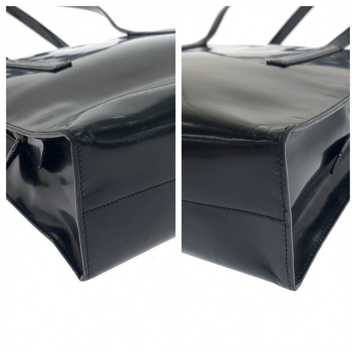 PRADA Prada Logo Embossed Black Silver Hardware Enamel B6010 Tote Bag Shoulder Bag Women's