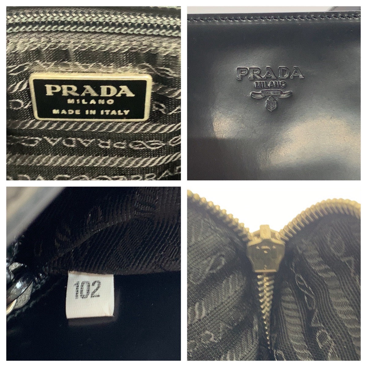 PRADA Prada Logo Embossed Black Silver Hardware Enamel B6010 Tote Bag Shoulder Bag Women's