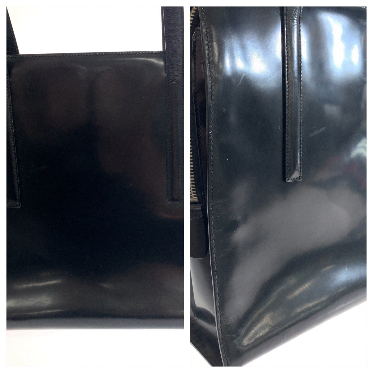 PRADA Prada Logo Embossed Black Silver Hardware Enamel B6010 Tote Bag Shoulder Bag Women's