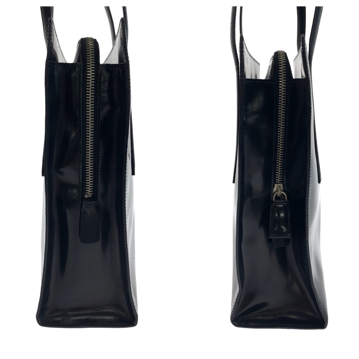 PRADA Prada Logo Embossed Black Silver Hardware Enamel B6010 Tote Bag Shoulder Bag Women's