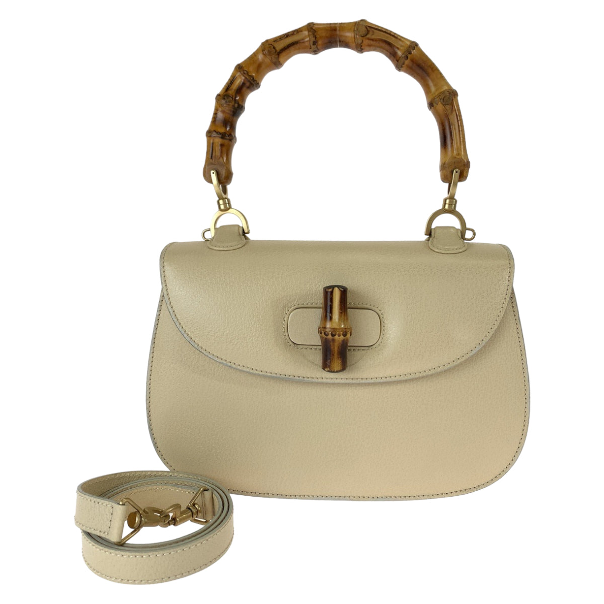 11085
GUCCI グッチ バンブー オフホワイト ベージュ ゴールド金具 レザー 000 926 0633 2way ハンドバッグ ショルダーバッグ  レディース
