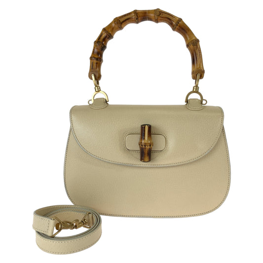 11085
GUCCI グッチ バンブー オフホワイト ベージュ ゴールド金具 レザー 000 926 0633 2way ハンドバッグ ショルダーバッグ  レディース