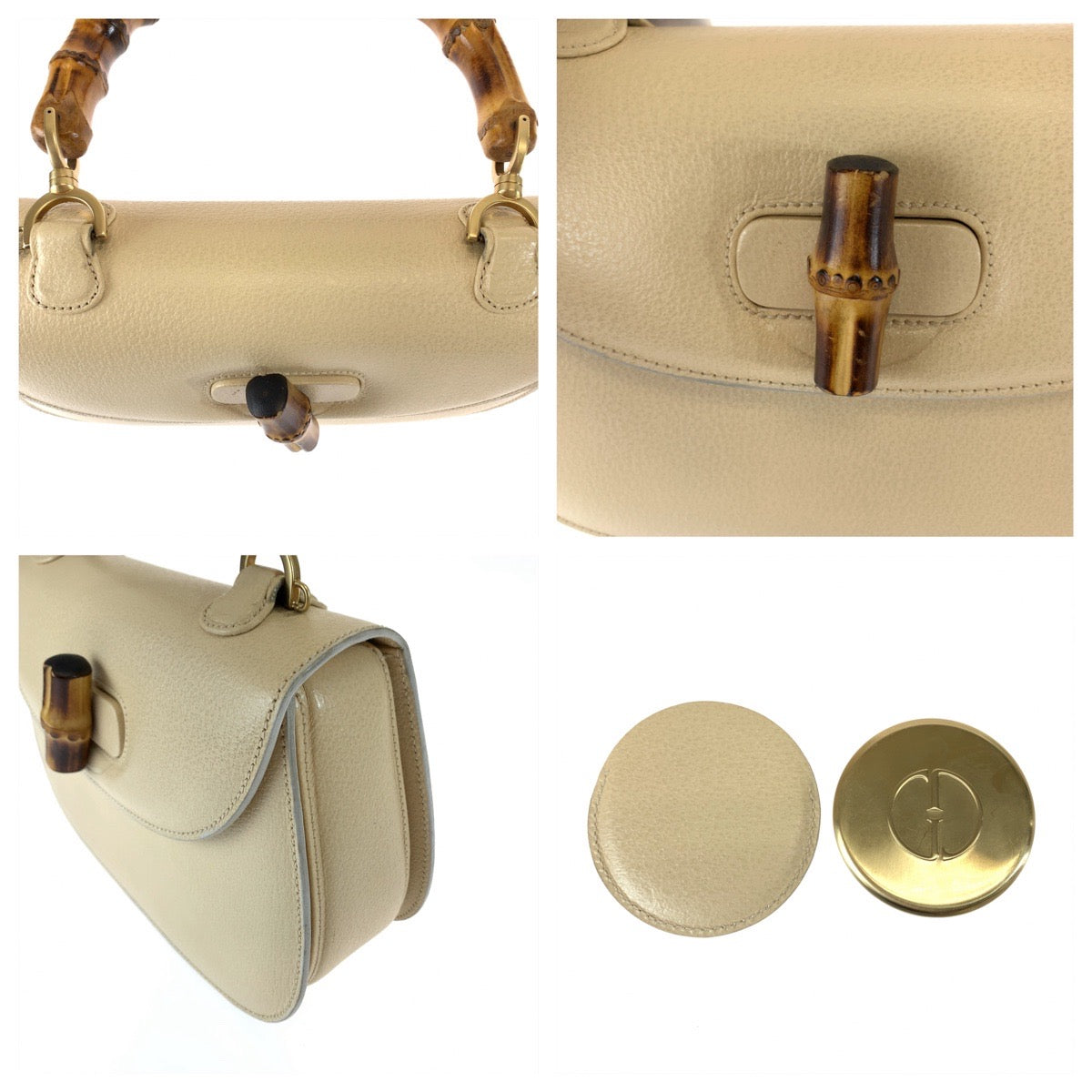 11085
GUCCI グッチ バンブー オフホワイト ベージュ ゴールド金具 レザー 000 926 0633 2way ハンドバッグ ショルダーバッグ  レディース