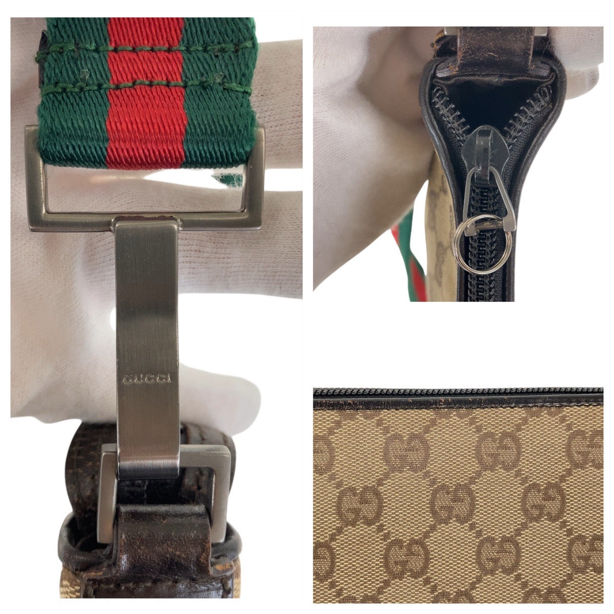 12848
GUCCI グッチ シェリーライン ベージュ シルバー金具 GGキャンバス / レザー 001 3311 斜め掛け ショルダーバッグ メッセンジャーバッグ  レディース