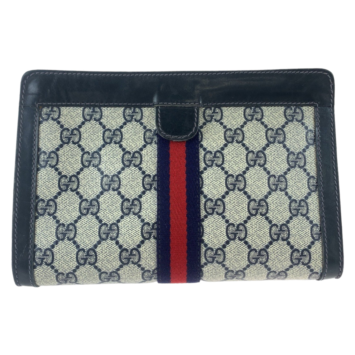 11089
GUCCI グッチ ヴィンテージ シェリーライン オールドグッチ ネイビー グレー GGスプリームキャンバス / レザー クラッチバッグ セカンドバッグ  メンズ
