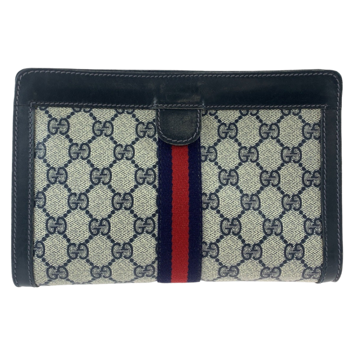11089
GUCCI グッチ ヴィンテージ シェリーライン オールドグッチ ネイビー グレー GGスプリームキャンバス / レザー クラッチバッグ セカンドバッグ  メンズ