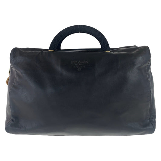 11095
PRADA プラダ ブラック 黒 ゴールド金具 レザー ハンドバッグ  レディース