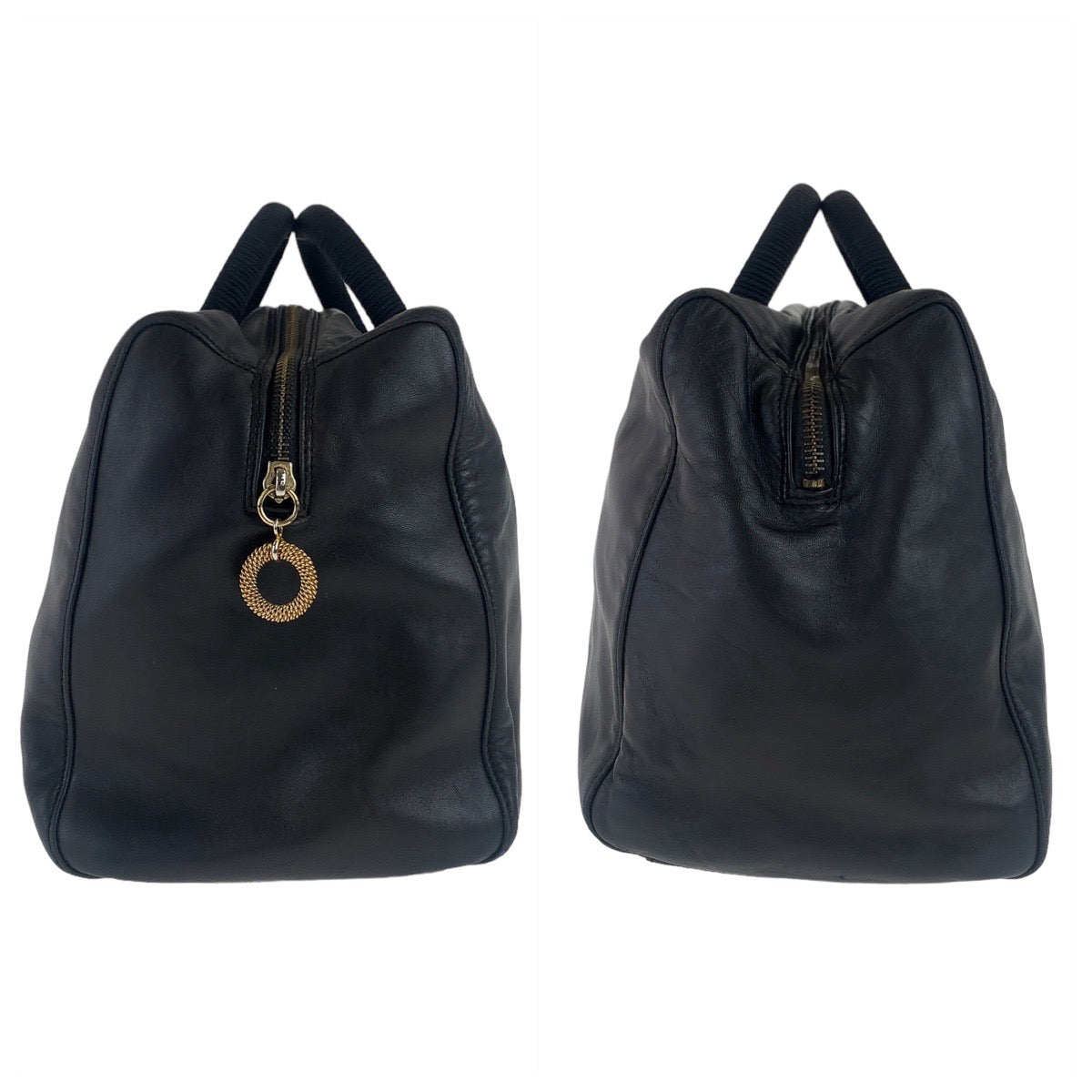 11095
PRADA プラダ ブラック 黒 ゴールド金具 レザー ハンドバッグ  レディース