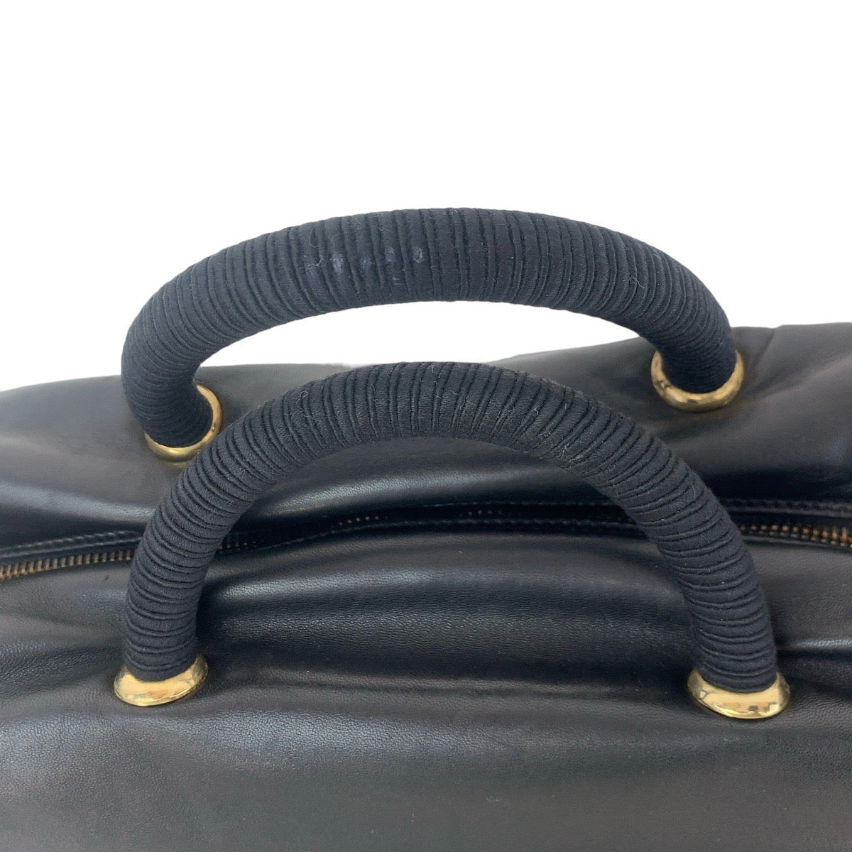 11095
PRADA プラダ ブラック 黒 ゴールド金具 レザー ハンドバッグ  レディース