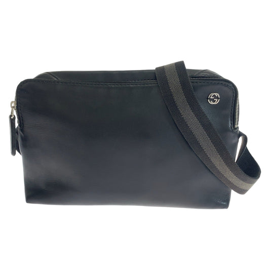 11096
GUCCI グッチ インターロッキング ブラック シルバー金具 レザー 256299 ショルダーバッグ メッセンジャーバッグ  メンズ